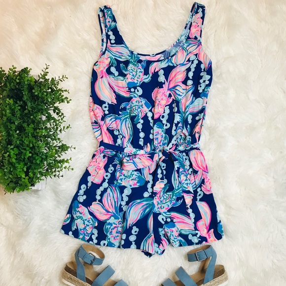 Lilly Pulitzer Pants - Lilly Pulitzer Rina Romper Going Coastal XL Fish